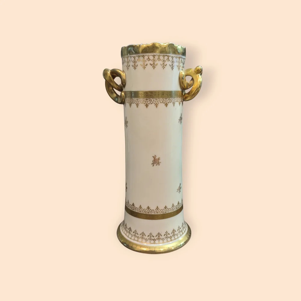 Antique Imperial Crown China Bud Vase- Gold And Cream - Picture 2 of 5